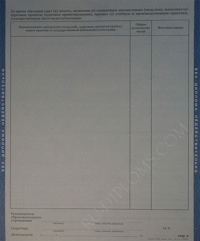 Диплом техникума или колледжа 2011-2013 год 